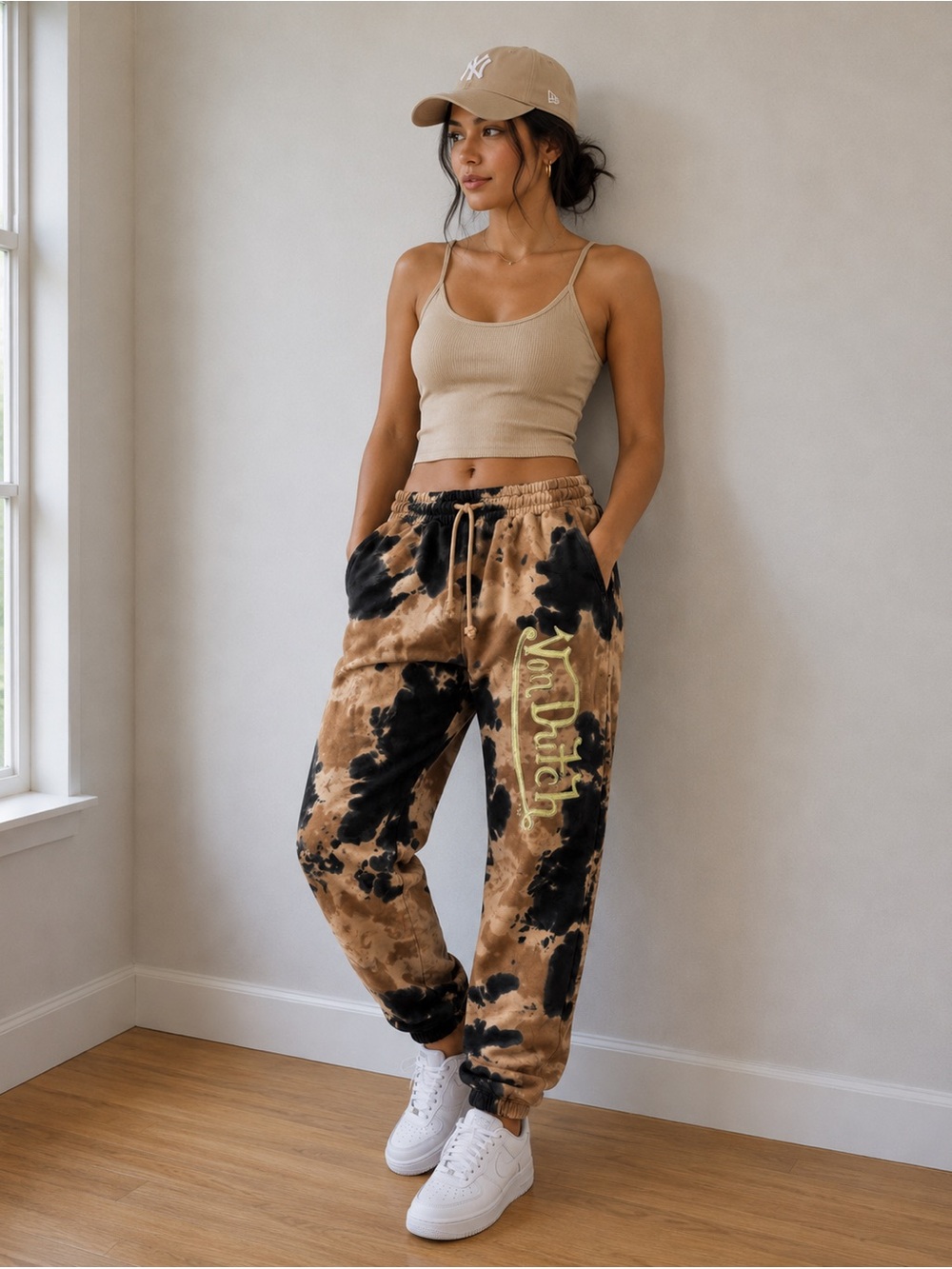 Von Dutch Brown & Black Tie-Dye Joggers NWOT